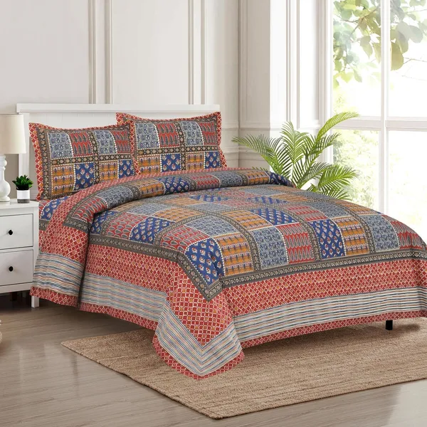 Brown_Cotton_Royal_Avatar_Heritage_Patch_Double_Bedsheet_With_Pillow_Cover_100_X_108_Cm